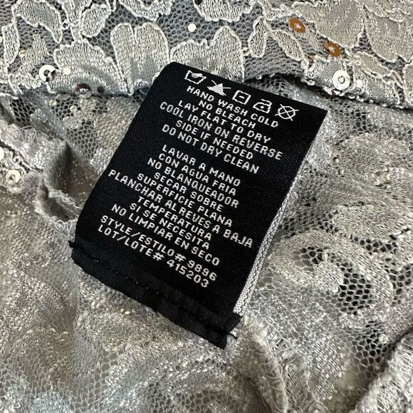 R&M Richards Silver Sequin Floral Lace Cardigan Bolero Womens 16 Fairy Glam - Picture 9 of 9